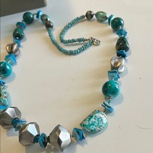 Turquoise and Silver Beaded Necklace